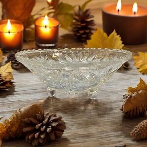 Anchor Hocking Early American Prescut Footed Candy Dish Star of David 6.75"